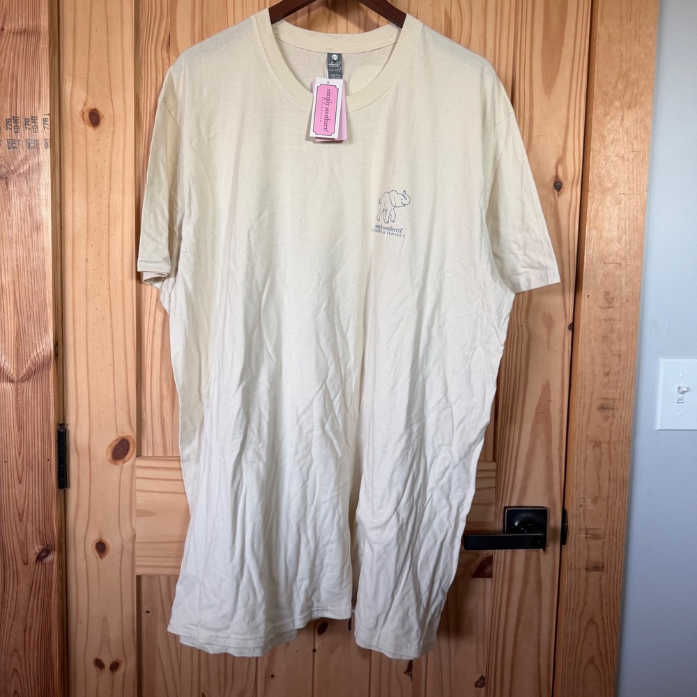 Simply Southern Conserve & Protect Elephant Stamp T-Shirt Cream XXL SS-TRACKE1